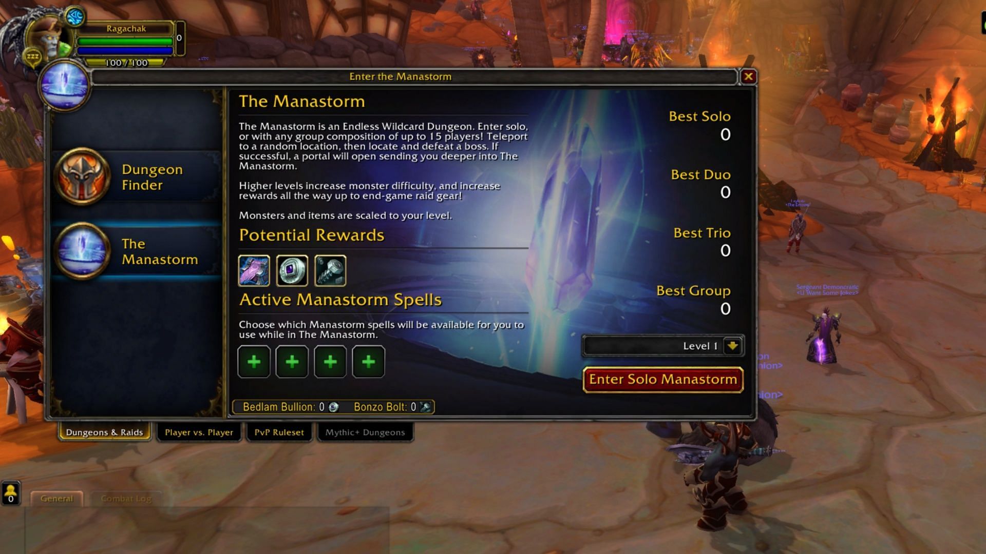 The Manastorm is a great way to level, alone or in a group (Image via Blizzard Entertainment)